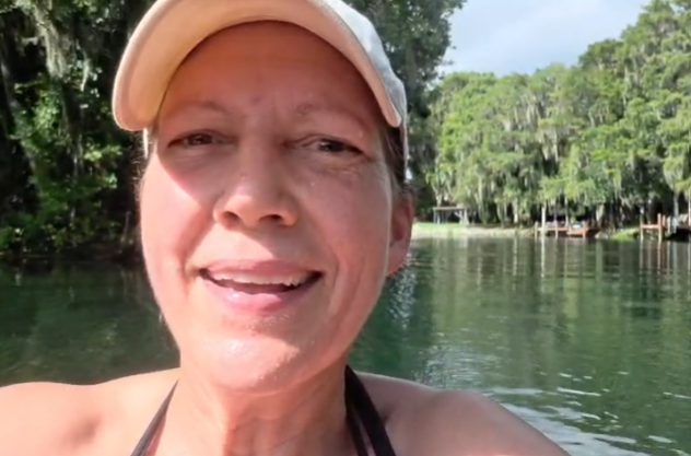 Lisa kayaking on Rainbow River